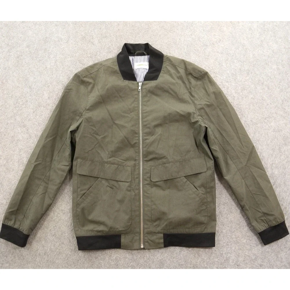 Jacob Holston Jacket Mens Medium Green Full Zip Bomber Pockets Long Sleeve